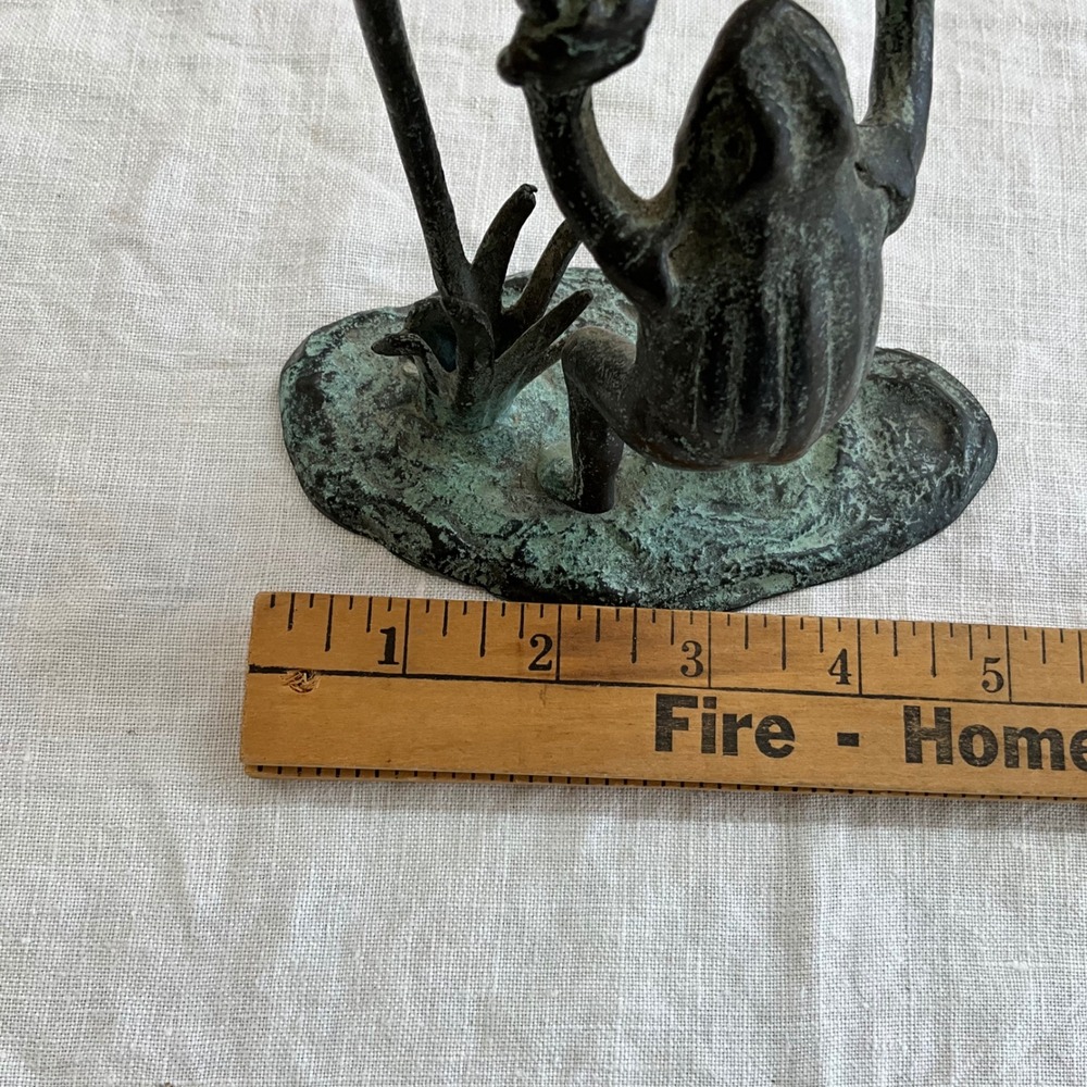 Vintage Style Verdigris Bronze Frog Acrobat Candlestick Holder Figural 10.5" - Picture 9 of 10